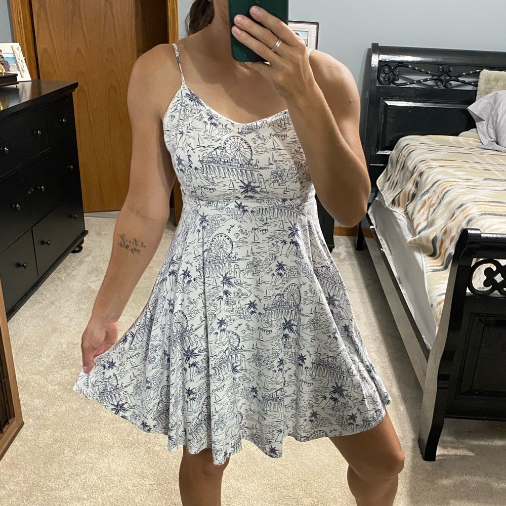 Ferris Wheel and Beach Pier Patterned Dress